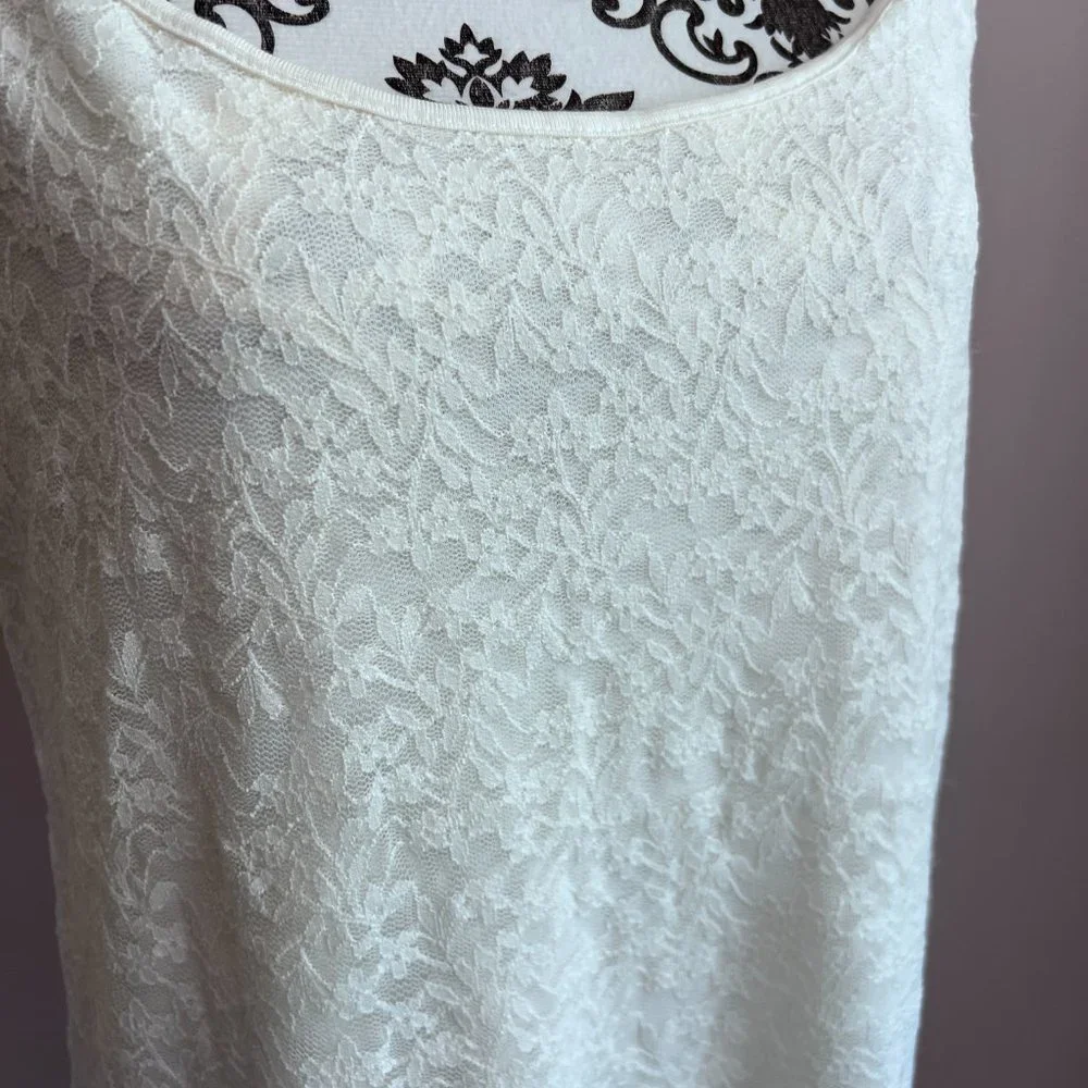 Ann Taylor LOFT Adjustable Strap Lace Front Cami Tank Top - Ivory - Size XL - Picture 5 of 6